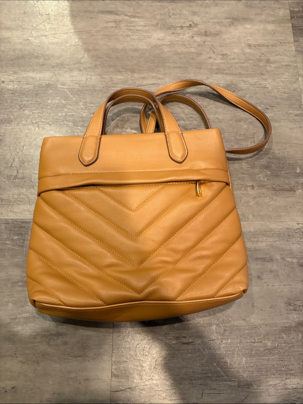 a new day Quilted Satchel Tote in Caramel